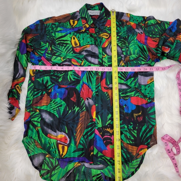 Adam Douglas silk vintage  button down tropical blouse - Picture 2 of 3